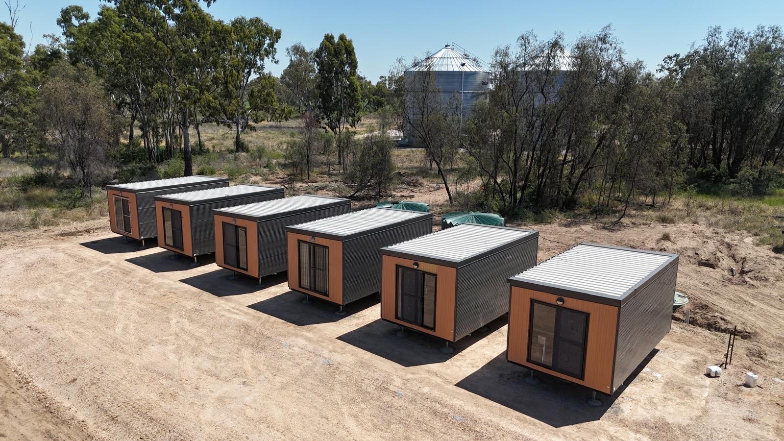 Aerial view of portable accommodation units